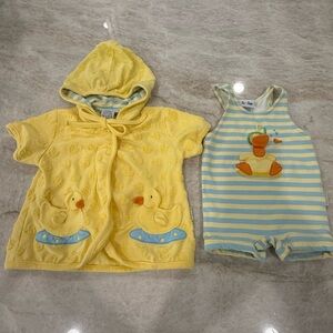 Vintage baby boys le top swim set ducks 9/12 month